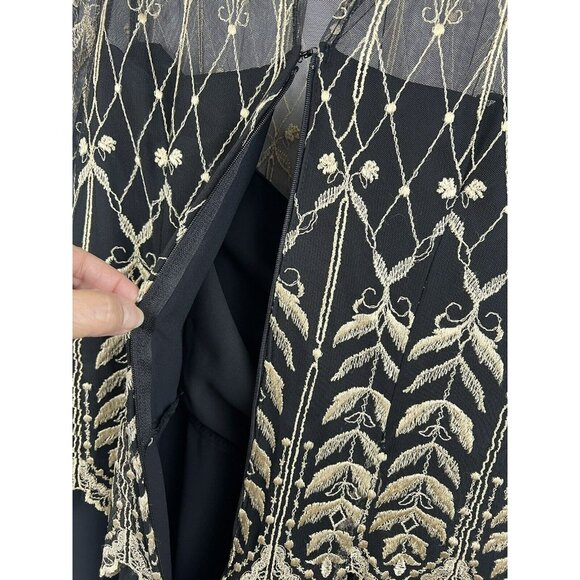 Vintage Cachet by Bari Protas Women Long Sleeve Dress Size 11/12 Lace Mesh Sheer - Picture 6 of 12